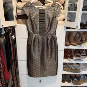 J. Crew Collection Grey and Gold Sheath Dress